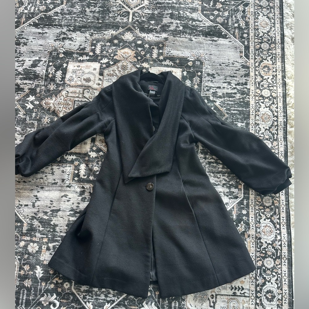 Via / Victorias Secret Elegant Black Wool Coat (6)
